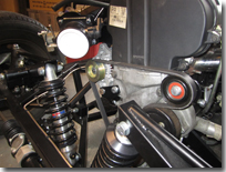 Original Throttle lever would hit on rocker arm when throttle fully open and weight off the wheels - Click for larger image